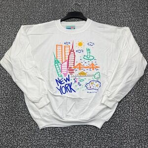 Vintage New York Shirt Men L/XL White Cotton Republic Long Sleeve Deadstock New